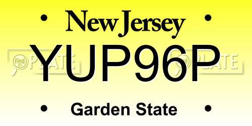 YUP96P New Jersey License Plate