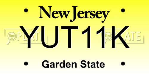 YUT11K New Jersey License Plate