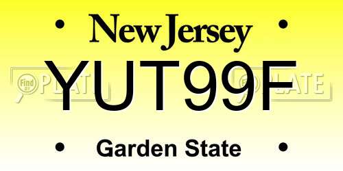YUT99F New Jersey License Plate