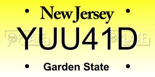 YUU41D New Jersey License Plate