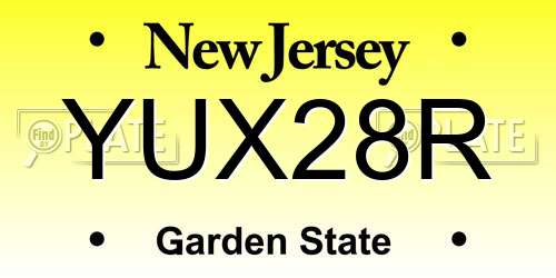 YUX28R New Jersey License Plate