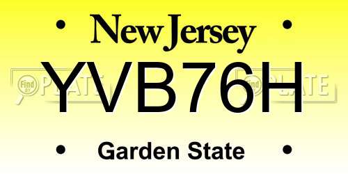 YVB76H New Jersey License Plate