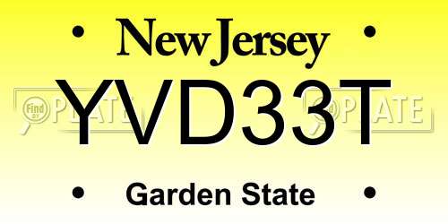 YVD33T New Jersey License Plate