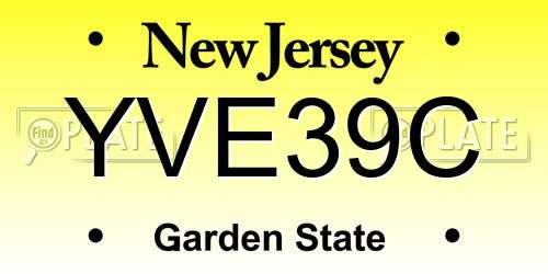 YVE39C New Jersey License Plate