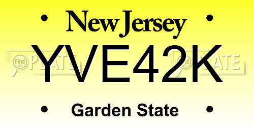 YVE42K New Jersey License Plate