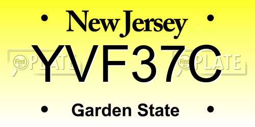 YVF37C New Jersey License Plate