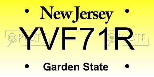 YVF71R New Jersey License Plate