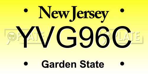 YVG96C New Jersey License Plate