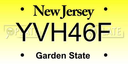 YVH46F New Jersey License Plate
