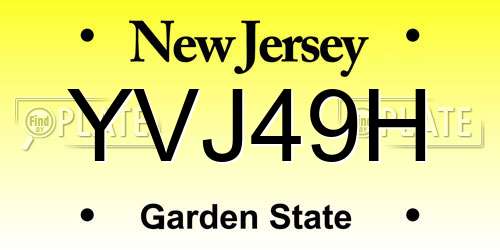 YVJ49H New Jersey License Plate