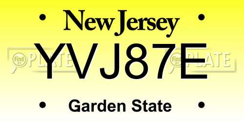 YVJ87E New Jersey License Plate