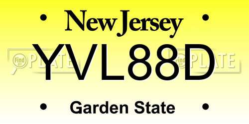 YVL88D New Jersey License Plate