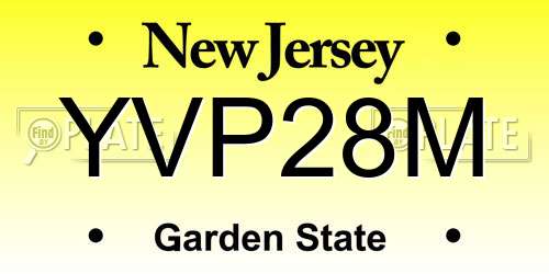 YVP28M New Jersey License Plate
