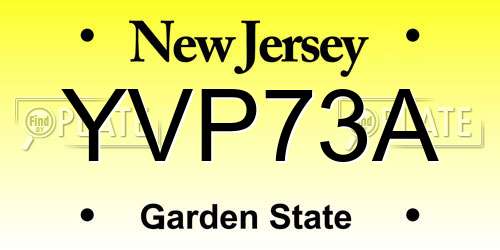 YVP73A New Jersey License Plate