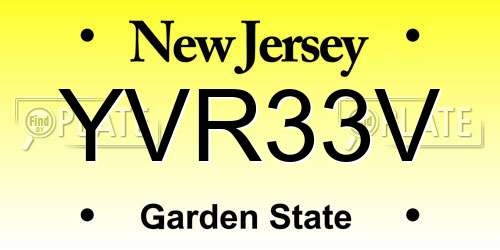 YVR33V New Jersey License Plate