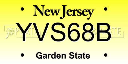 YVS68B New Jersey License Plate