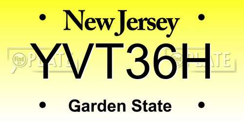 YVT36H New Jersey License Plate