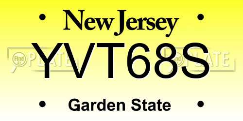 YVT68S New Jersey License Plate