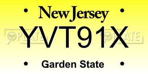 YVT91X New Jersey License Plate