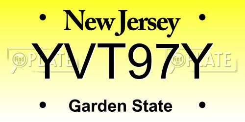 YVT97Y New Jersey License Plate