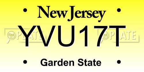 YVU17T New Jersey License Plate