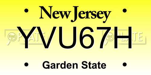 YVU67H New Jersey License Plate