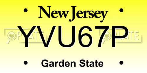 YVU67P New Jersey License Plate