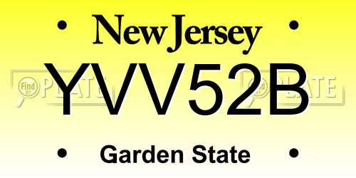 YVV52B New Jersey License Plate