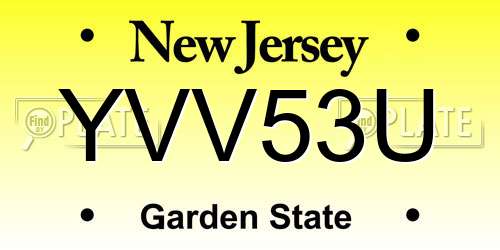 YVV53U New Jersey License Plate