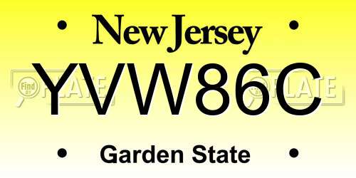 YVW86C New Jersey License Plate