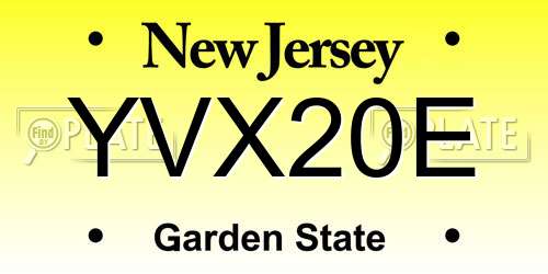 YVX20E New Jersey License Plate