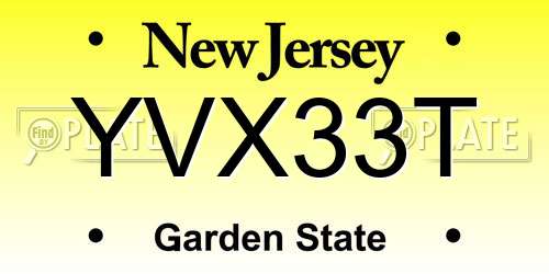 YVX33T New Jersey License Plate