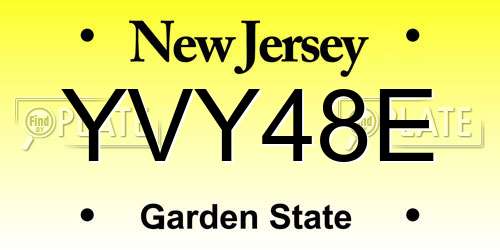 YVY48E New Jersey License Plate