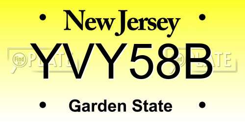 YVY58B New Jersey License Plate