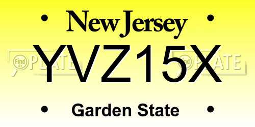 YVZ15X New Jersey License Plate