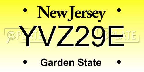 YVZ29E New Jersey License Plate