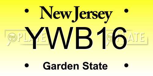 YWB16 New Jersey License Plate