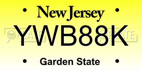 YWB88K New Jersey License Plate