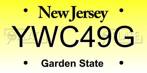 YWC49G New Jersey License Plate