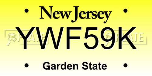 YWF59K New Jersey License Plate