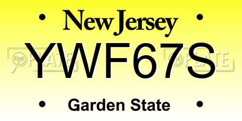 YWF67S New Jersey License Plate
