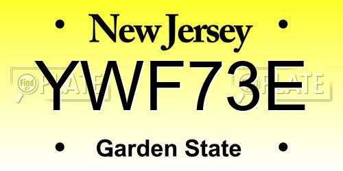 YWF73E New Jersey License Plate