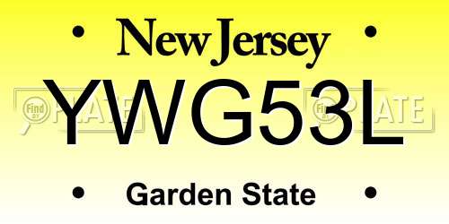 YWG53L New Jersey License Plate
