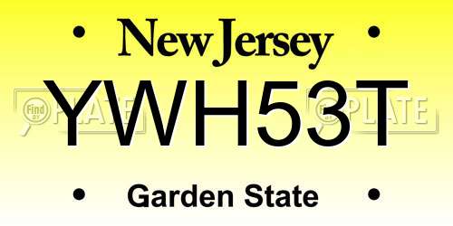 YWH53T New Jersey License Plate