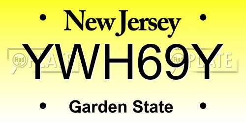 YWH69Y New Jersey License Plate