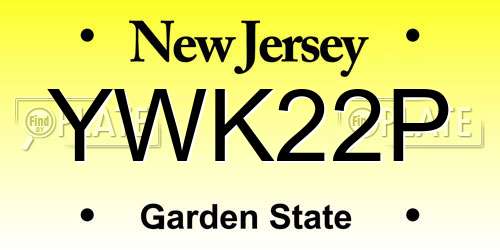 YWK22P New Jersey License Plate