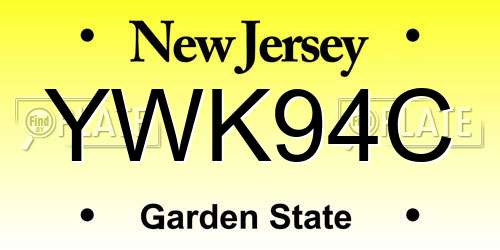 YWK94C New Jersey License Plate