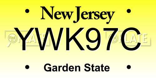 YWK97C New Jersey License Plate