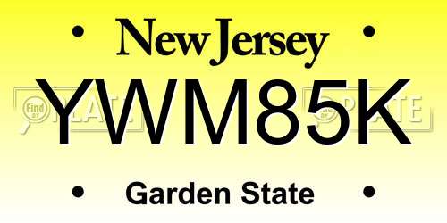 YWM85K New Jersey License Plate