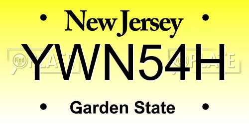 YWN54H New Jersey License Plate